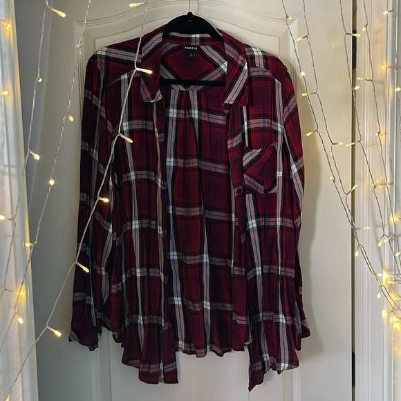 Torrid Lizzie Rayon Twill Button-Up Long Sleeve Shirt - Picture 1 of 2